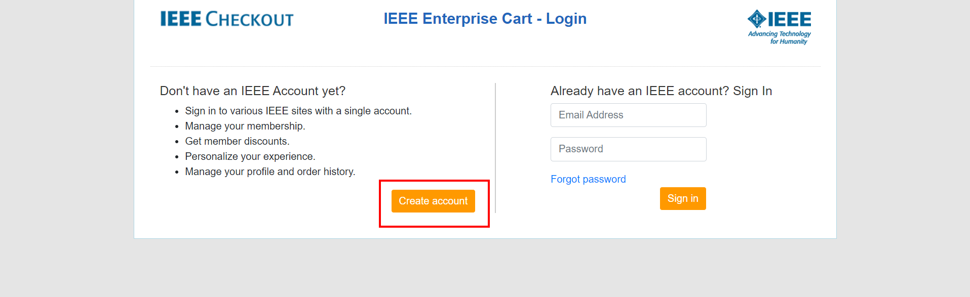 IEEE create an account